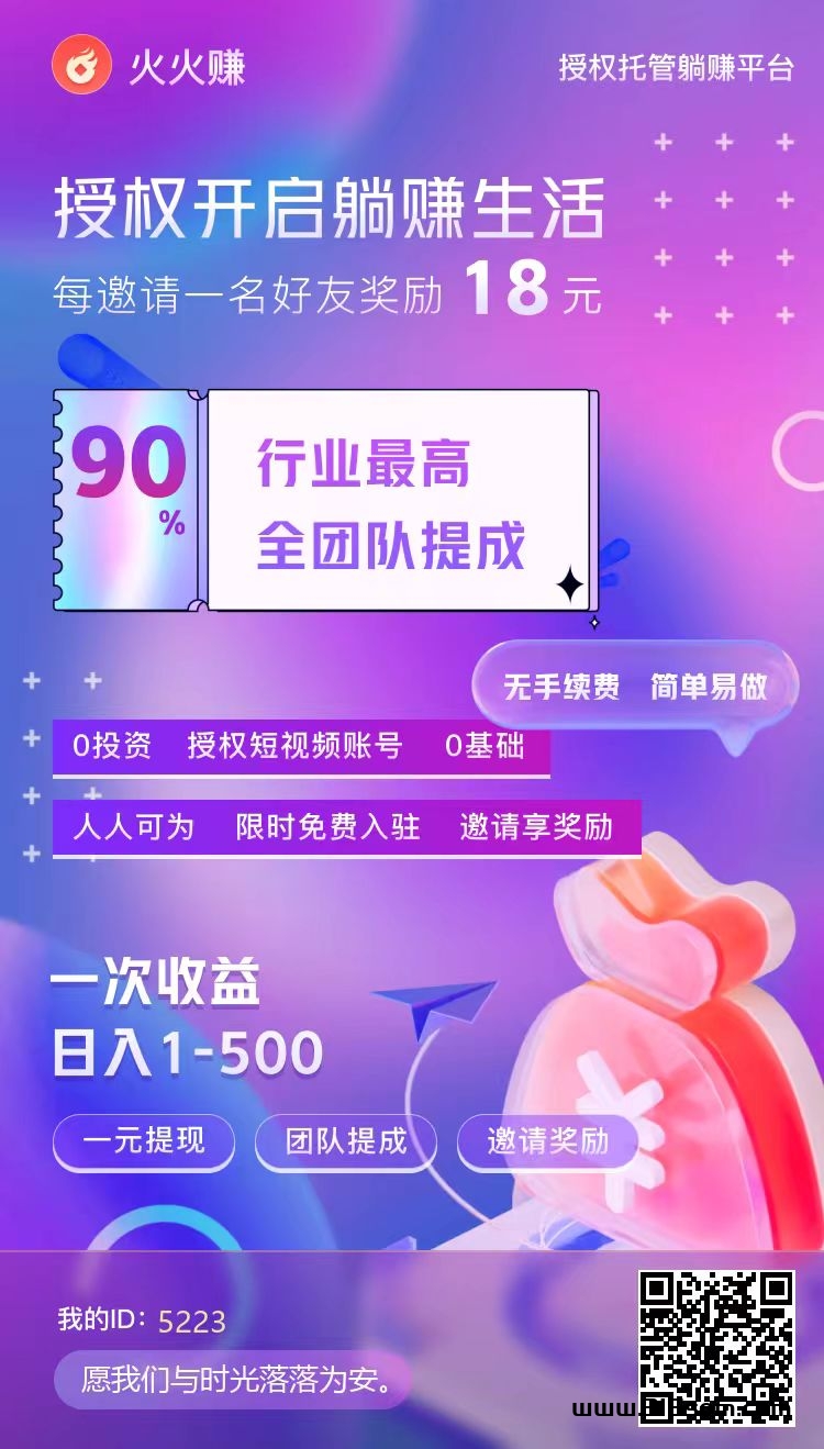 火火钻，字动褂机视频钻米,一键授权即可，无需任何操作，前期吃肉。 - 首码项目网-首码项目网