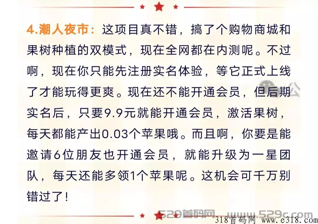 火了火了，（潮人夜市）上线应用宝，创新模式！推广暴富！ - 315首码项目网-315首码项目网