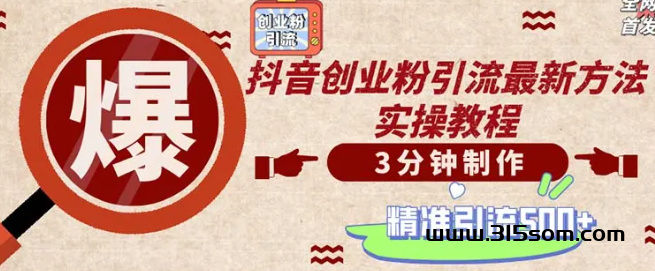 抖音创业粉新玩法：一张图一条音频，日引500精准粉的秘密武器！ - 首码项目网-首码项目网