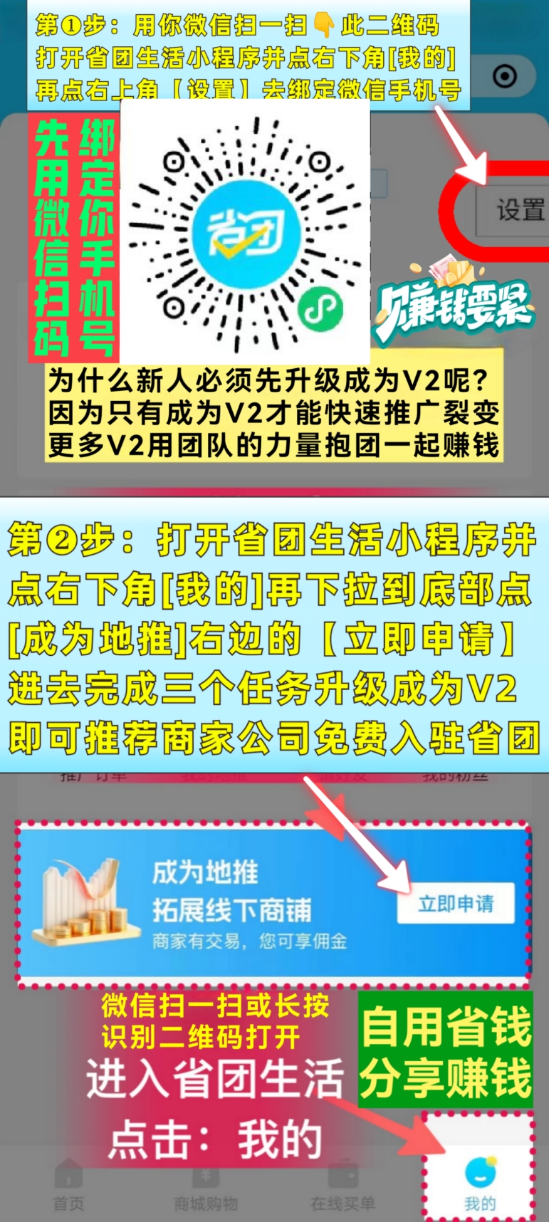 加入省团生活需升级V2地推商务的好处说明和操作教程 - 首码项目网-首码项目网