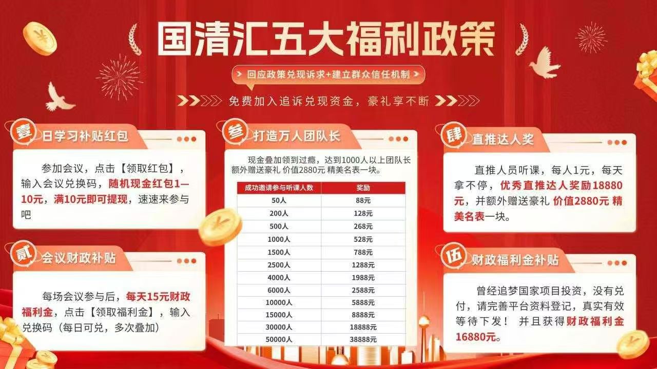 ❤️国清通讯❤️聊天软件，神州智电模式，每天参加会议，系统会随机发放1一10元现金红包🧧，够10米题现17号上线 - 首码项目网-首码项目网