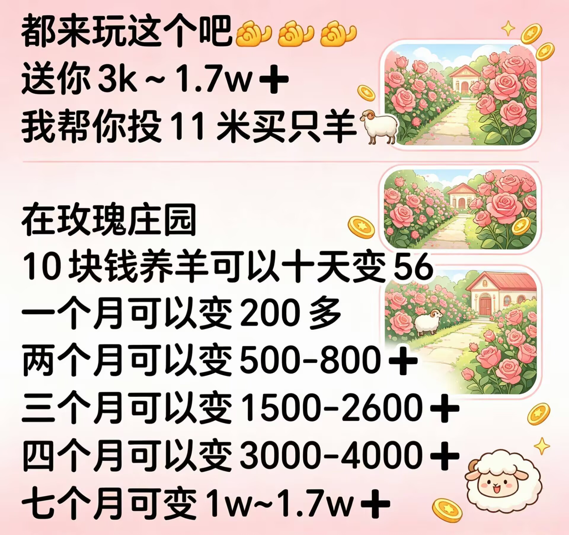 玫瑰庄园，每天免费送羊先到先得-315首码项目网