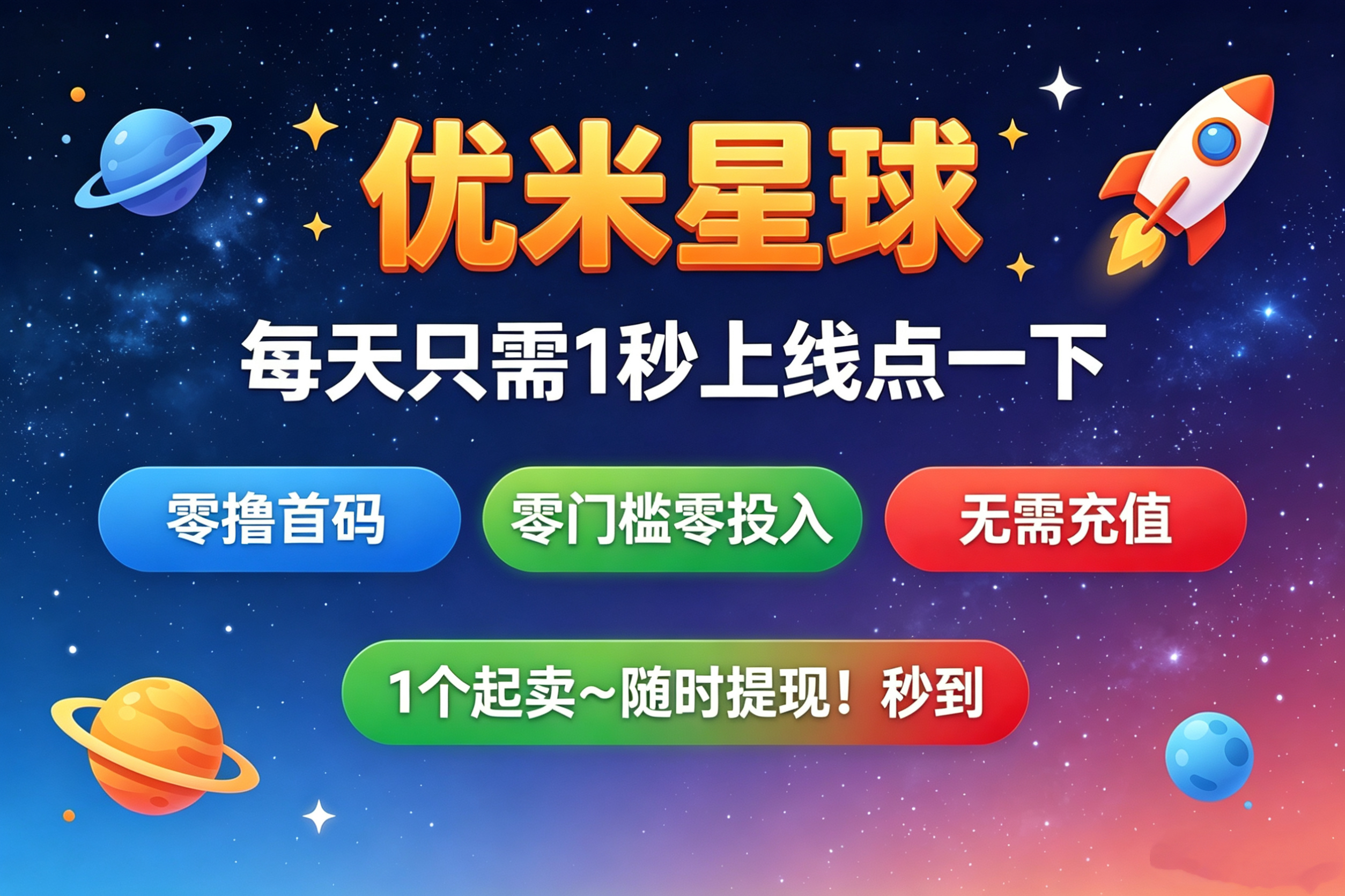 【优米星球】零撸爬梯无广告,🧧提现秒到,直推送6级➕间推送5级~1.7米一个-315首码项目网