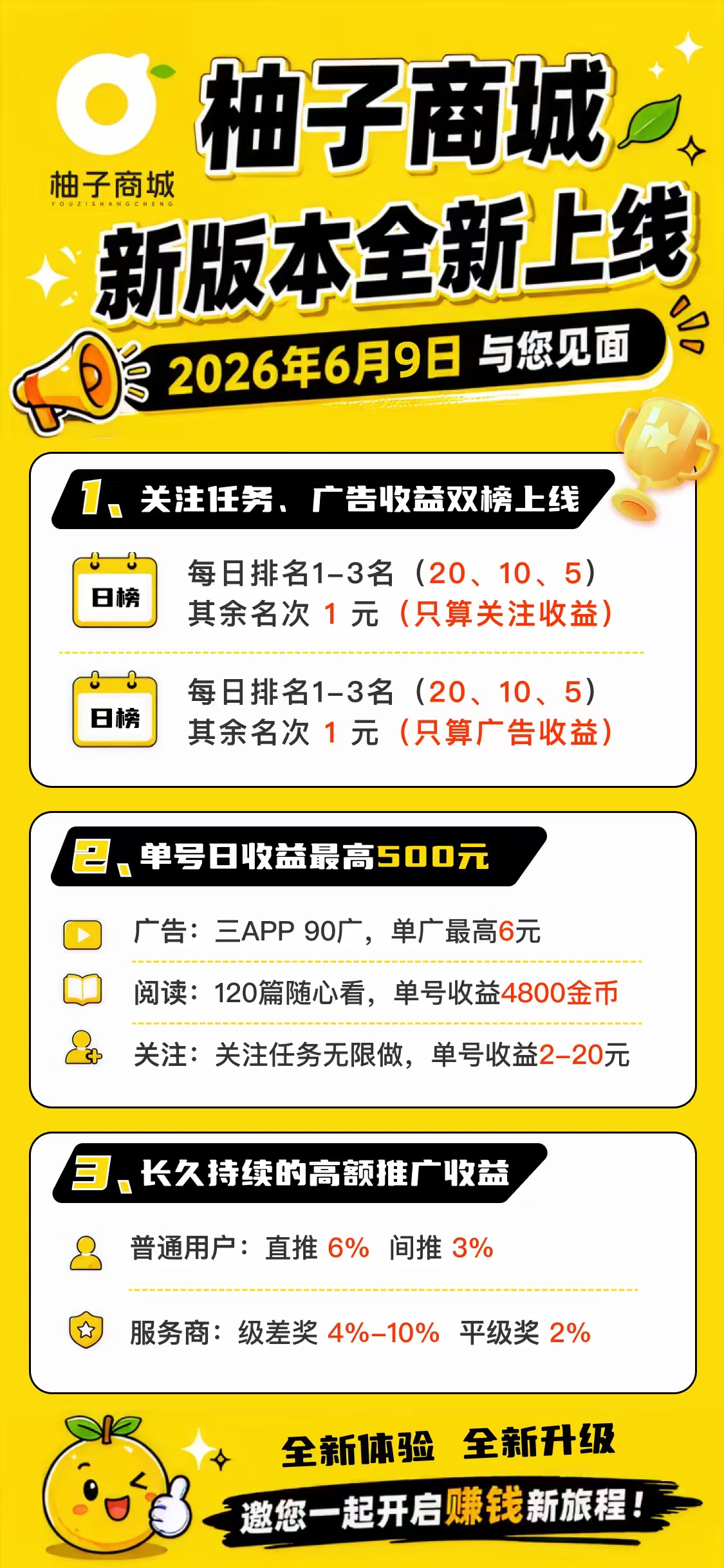 最新零撸看广项目《柚子商城》无权重也可看，但养号广告收益更高，保底10米+-315首码项目网