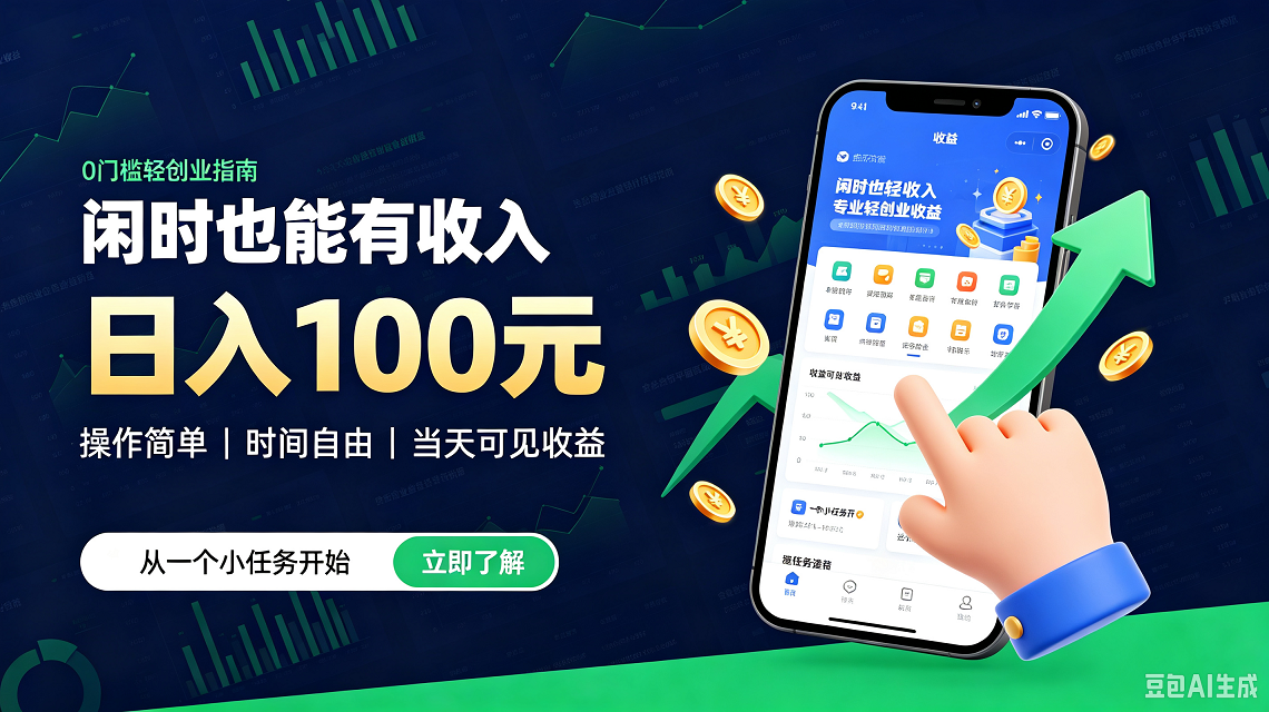 0门槛,动动手指就有收益,日入100➕-315首码项目网