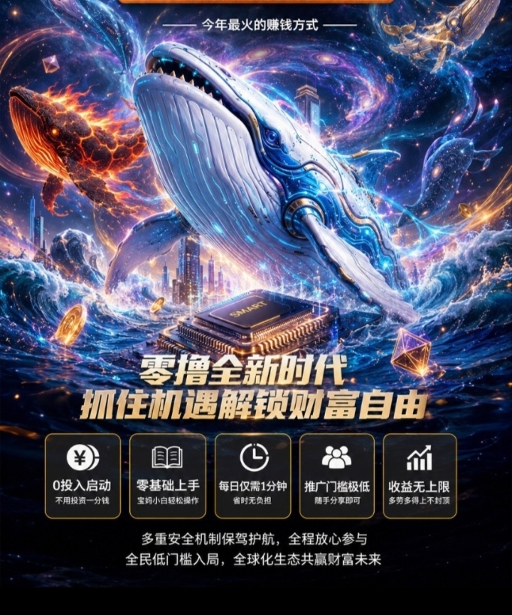 AI智能喂蓝鲸零撸首码10号上线-315首码项目网