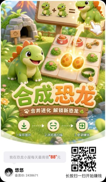 恐龙小屋，零撸合成广赚，保底收益，放水中，新品上线，-315首码项目网